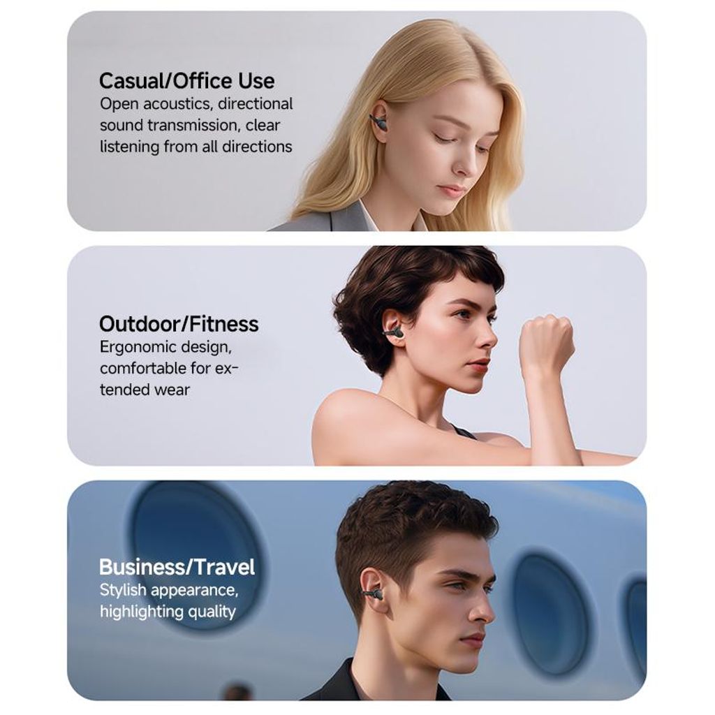 Yesido YSP31 Clip-on avoimet korvakuulokkeet OWS langattomat Bluetooth-kuulokkeet - musta