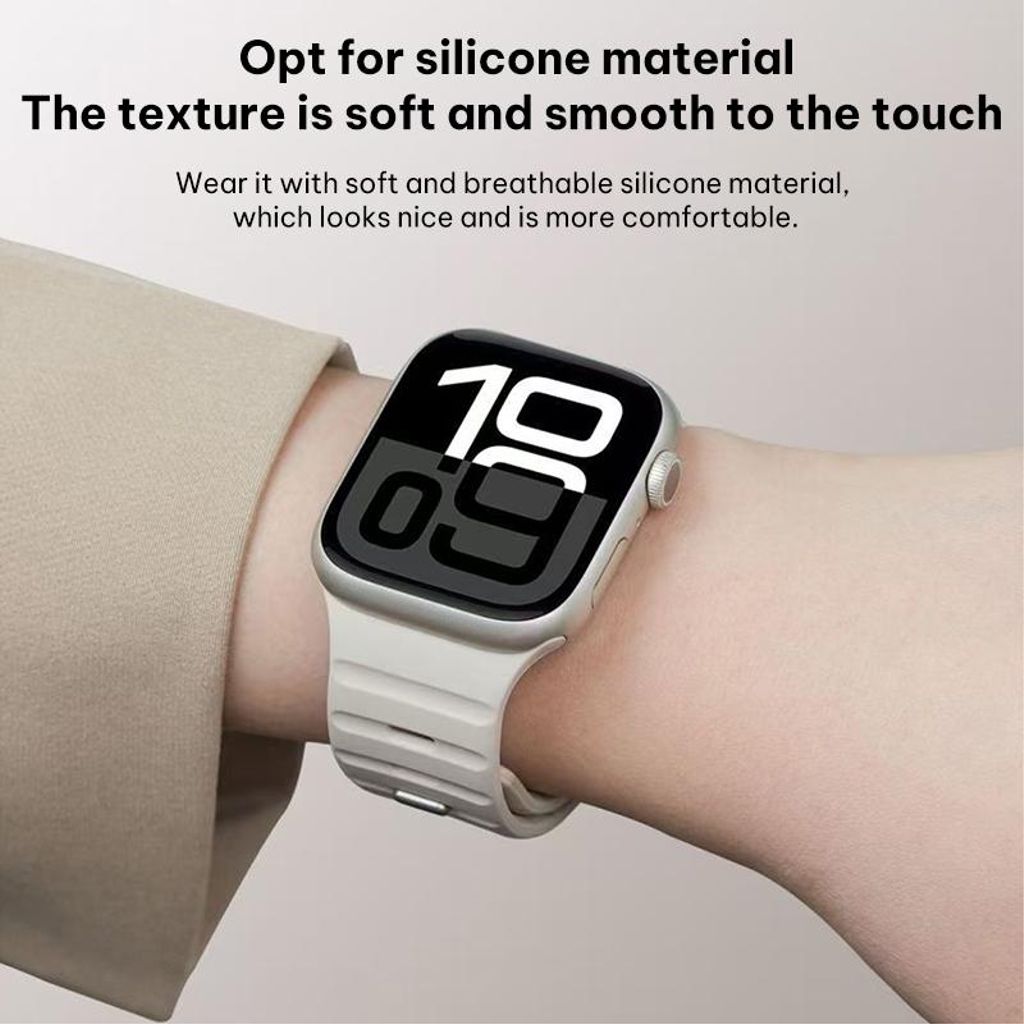 Apple Watch 42/44/45/46/49 mm kellonranneke silikonimagneetilla – musta