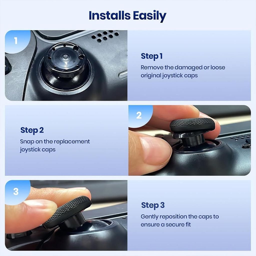 XDcase Joystick tommelfingergreb til PS5 / PS4, 10-pak – Sort