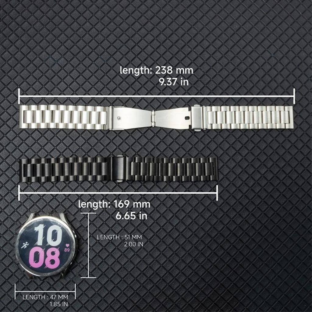 Samsung Galaxy Watch7 44 mm kellonranneke ruostumattomasta teräksestä + näytönsuoja – hopea