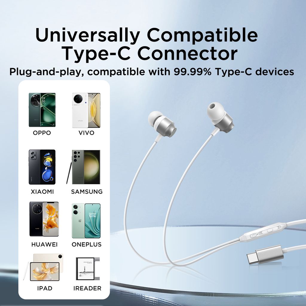 Joyroom JR-EC06 USB-C in-ear høretelefoner – hvide
