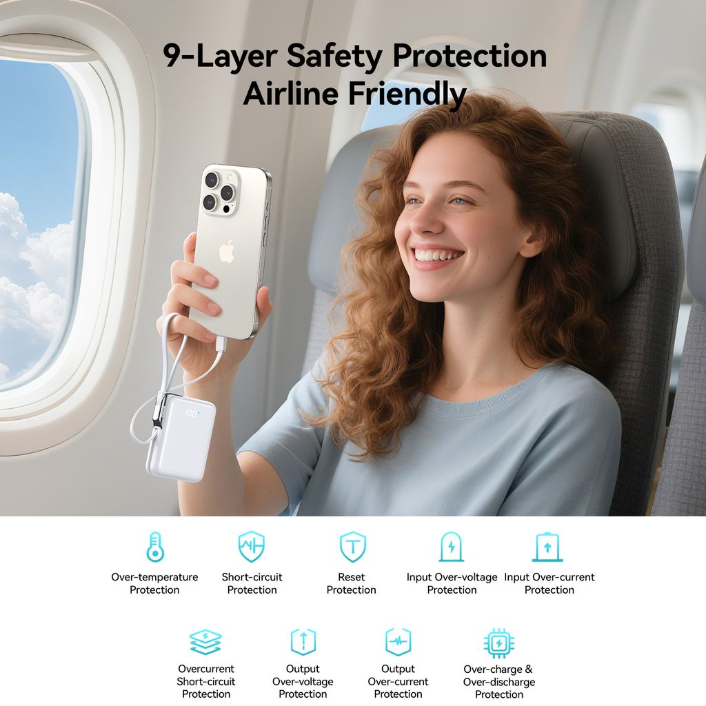 Joyroom JR-PBF27Pro Varavirtalähde 10000mAh 30W USB-C/Lightning-kaapelilla - Valkoinen