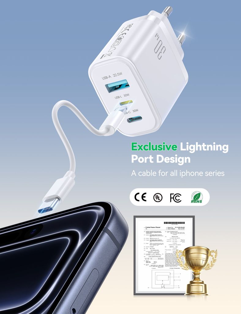 Joyroom JR-TG6 PD 30W Snabbladdare - Vit