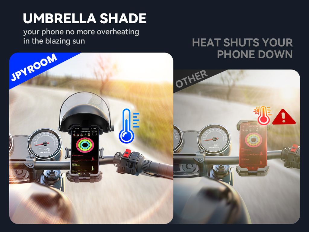Joyroom JR-ZS526 Telefonholder med Solskærm til Motorcykelstyr – Sort