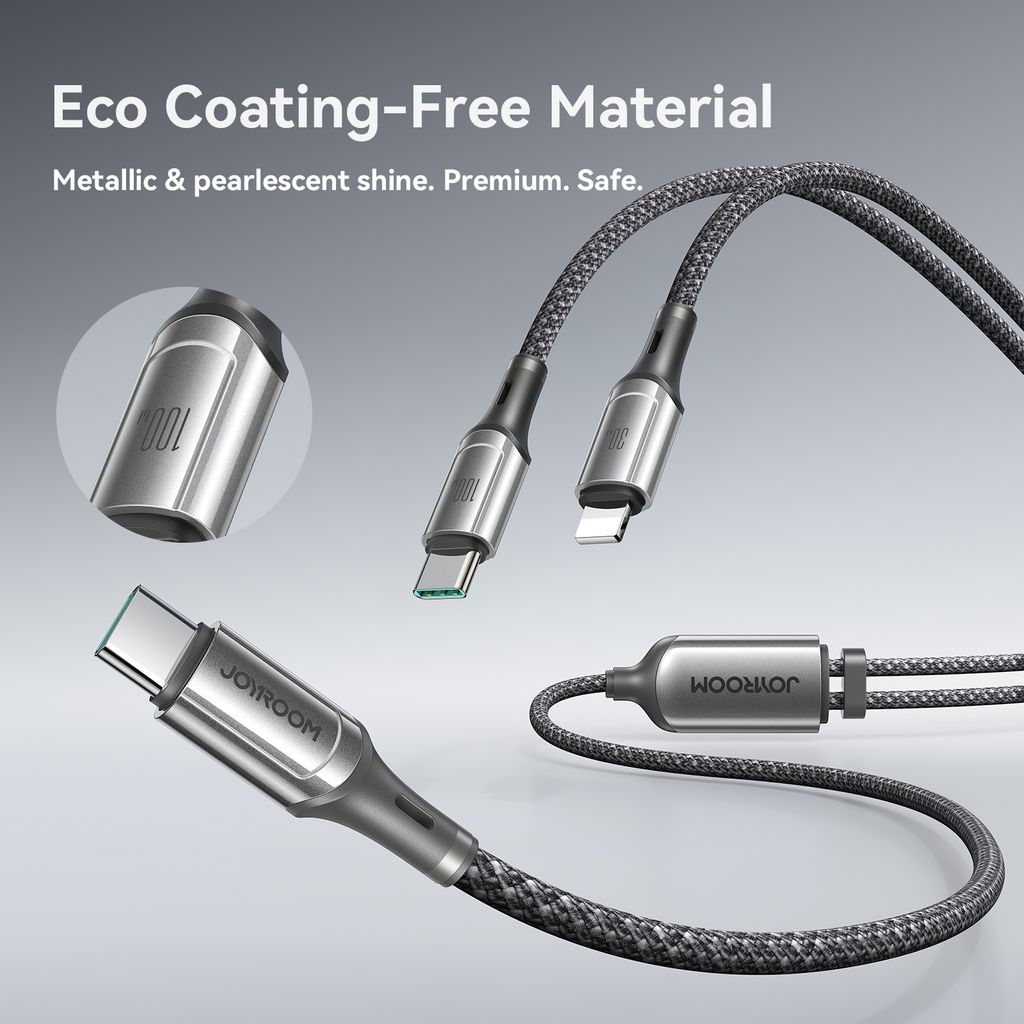 Joyroom S-A57 RapidX-serien hurtigladekabel USB-C til USB-C/Lightning – grå