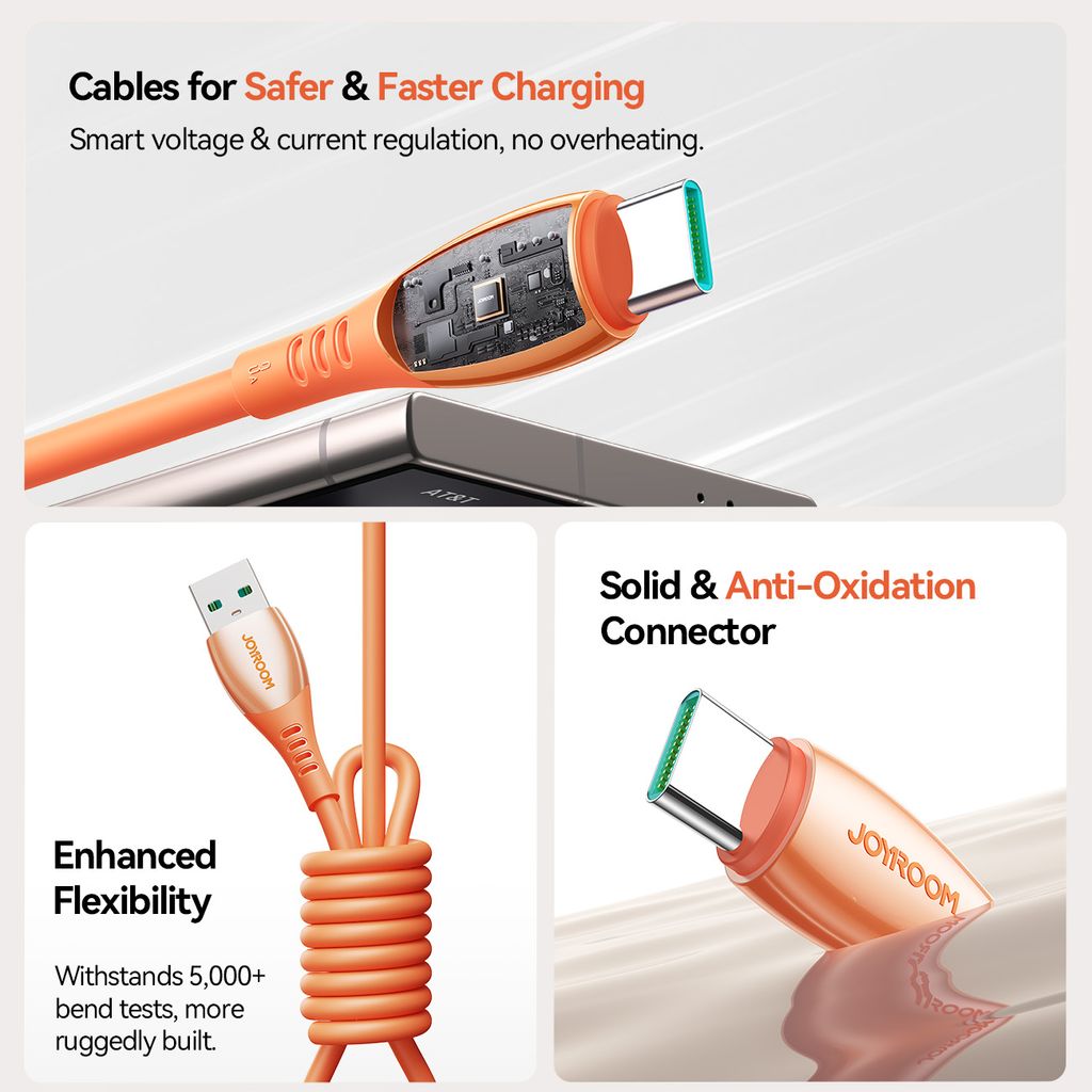 Joyroom S-A59 hurtigladekabel USB-A til USB-C 1,2m – Oransje
