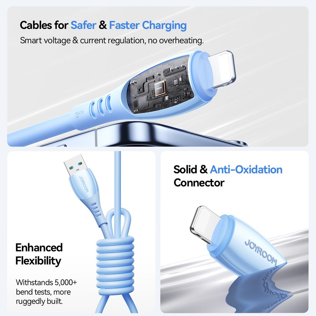 Joyroom S-A59 hurtigladekabel USB-A til Lightning 1,2m – Blå