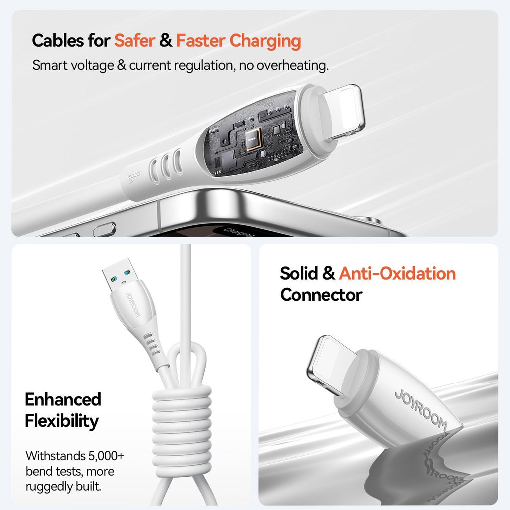 Joyroom S-A59 hurtigladekabel USB-A til Lightning 1,2m – Hvit