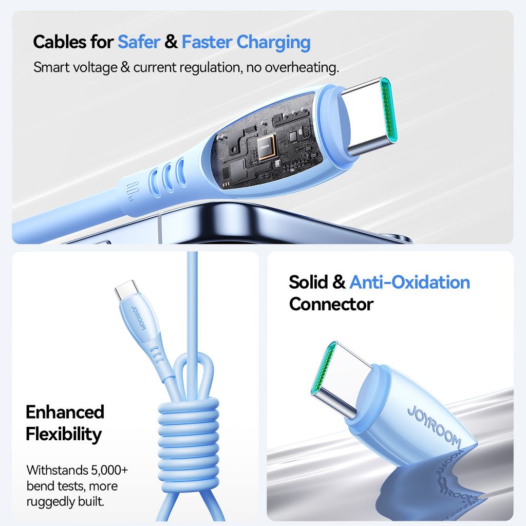 Joyroom S-A59 hurtigladekabel USB-C til USB-C 1,2 m – blå