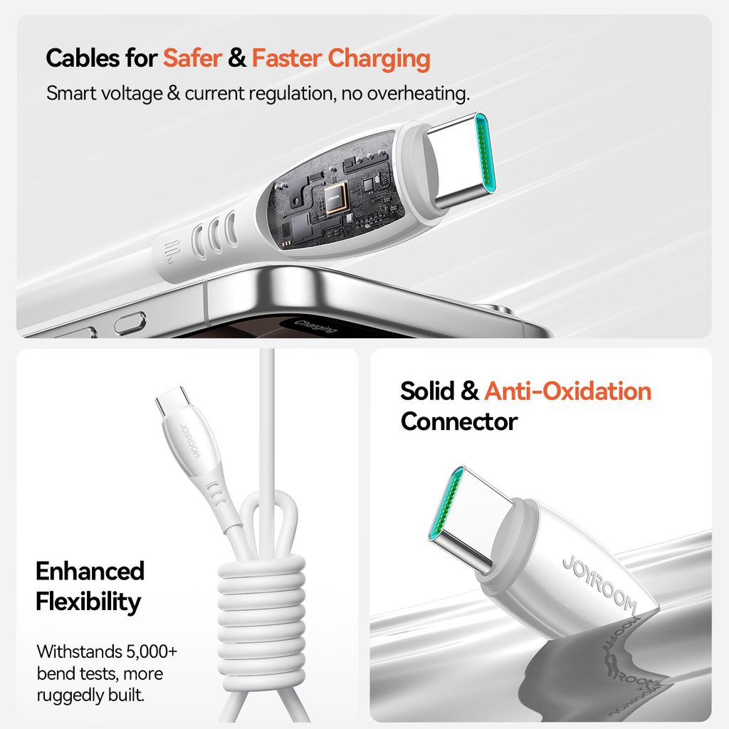 Joyroom S-A59 hurtigladekabel USB-C til USB-C 60W 1,2 m – hvit