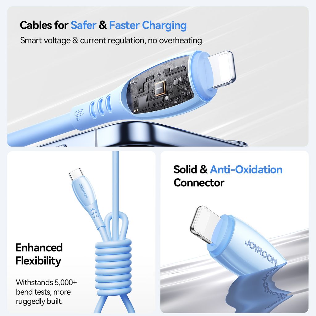 Joyroom S-A59 30W hurtigladekabel USB-C til Lightning 1,2m – blå