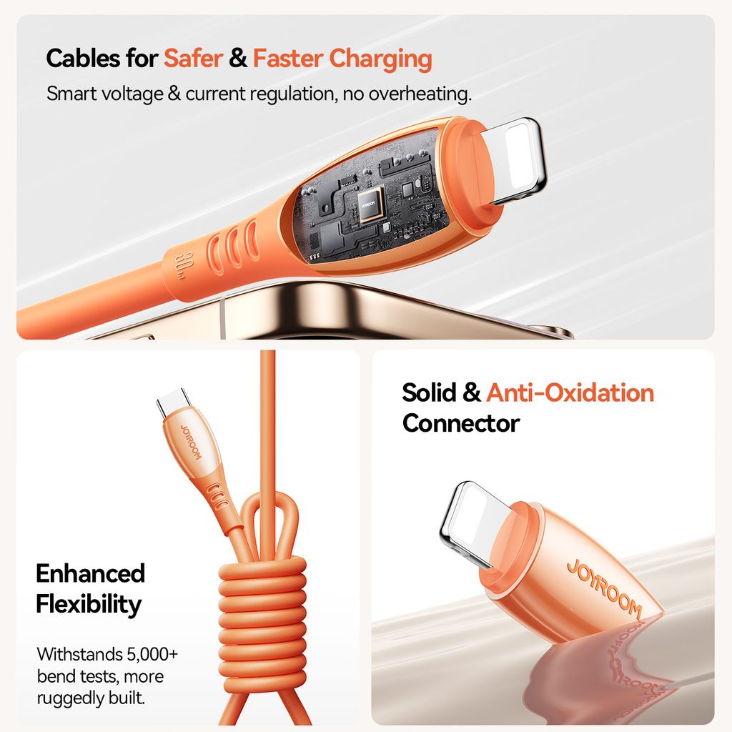 Joyroom S-A59 fastladekabel USB-C til Lightning 30W 1.2m – Oransje