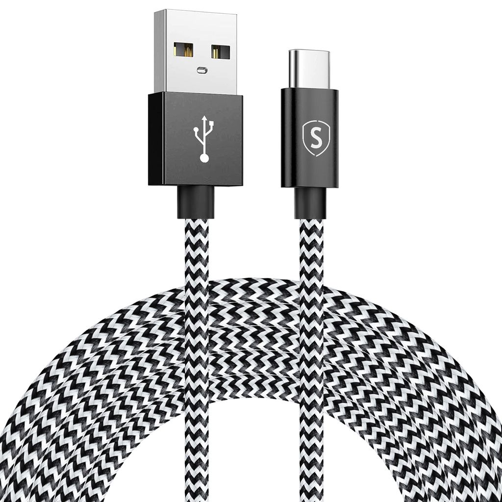 SiGN Skin USB-C Kabel 2.4A, 3m - Svart/Vit