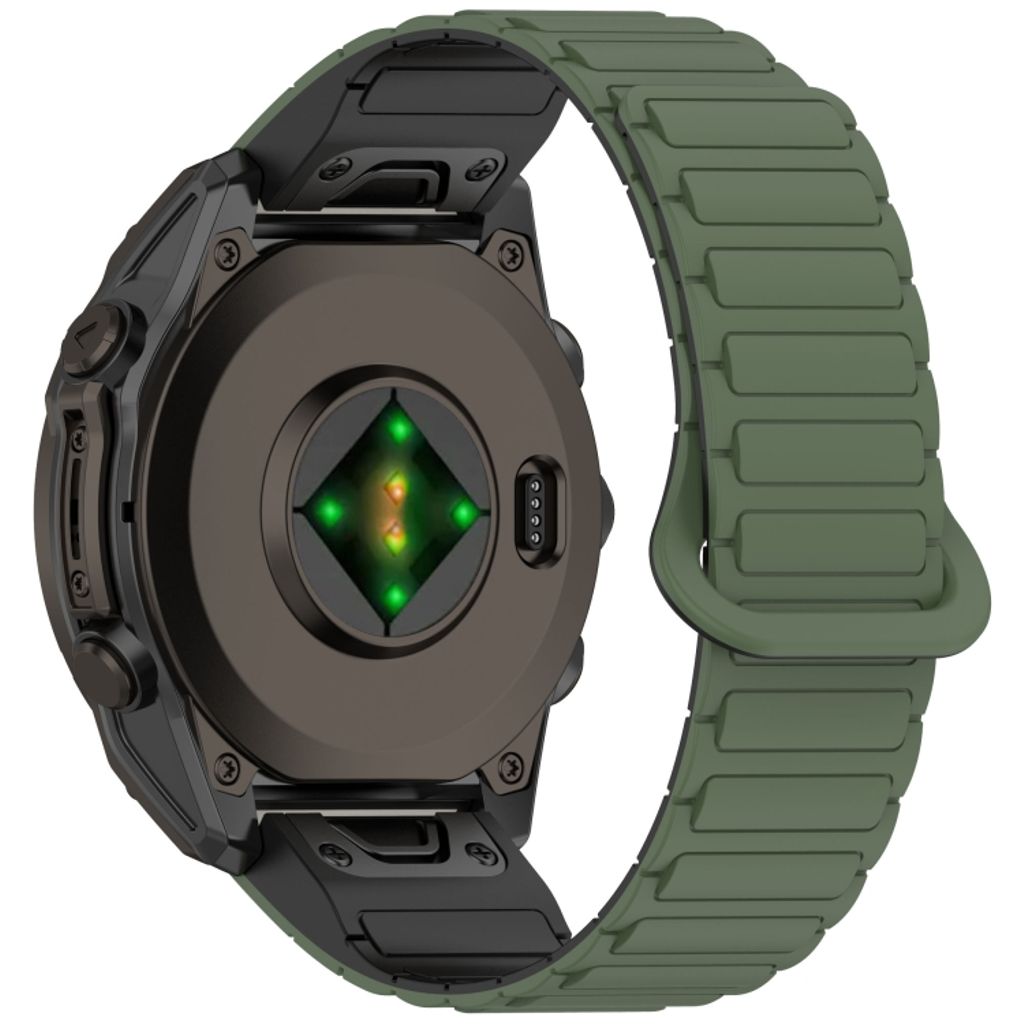 Garmin Fenix 8 51mm Klokkereim i silikon tofarget - Svart / Grønn