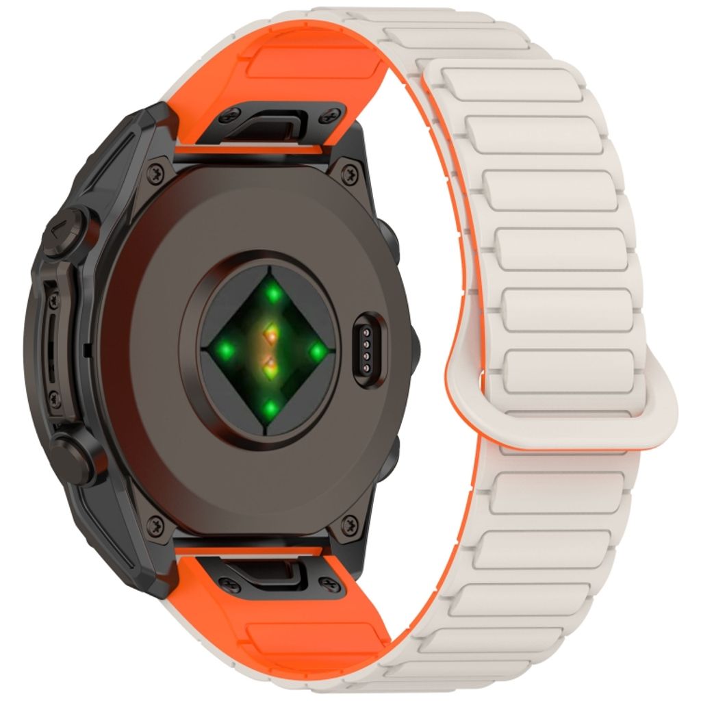 Garmin Fenix 8 43mm Klokkereim i silikon tofarget - Hvit / Oransje
