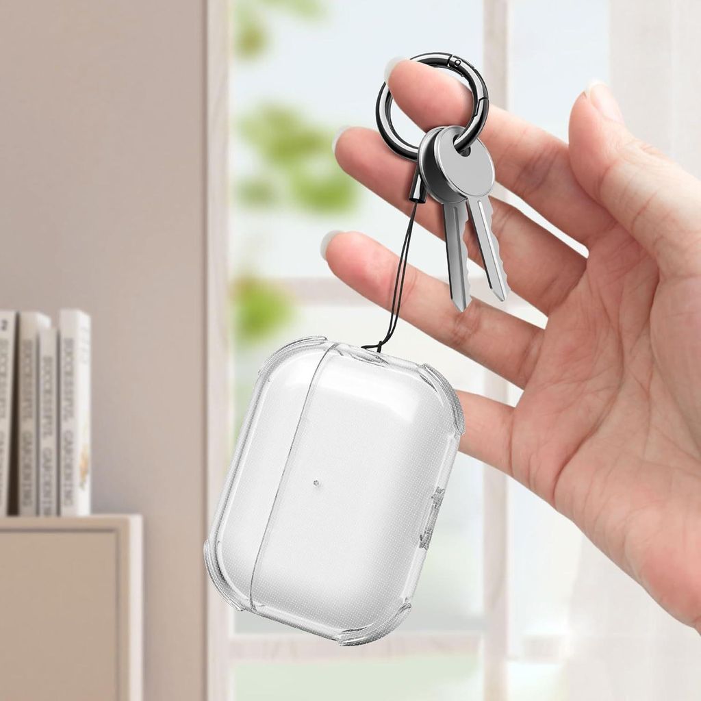 Skyddsfodral för AirPods Pro 3 – Transparent mjuk-TPU med ring och snöre
