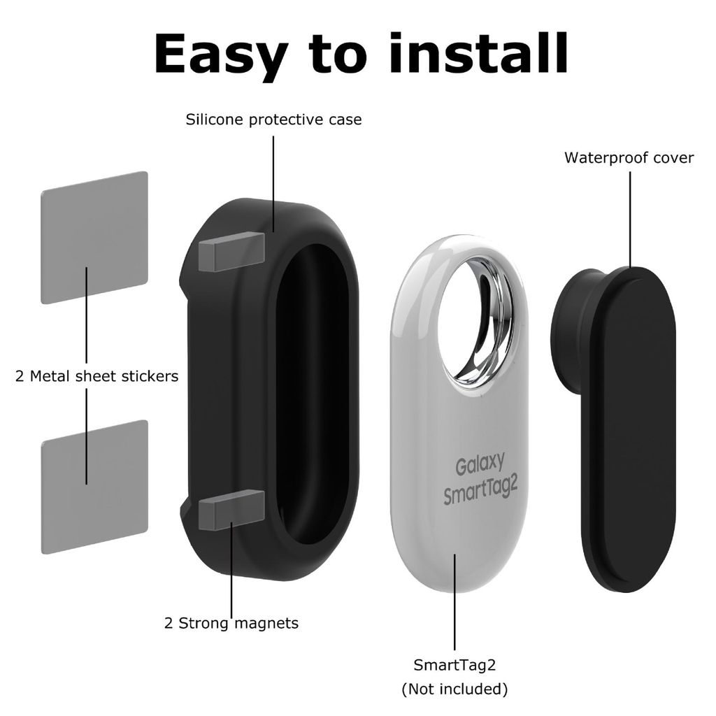 Samsung Galaxy SmartTag2 Magneettinen Vedenpitävä Silikoni Pidike - Musta
