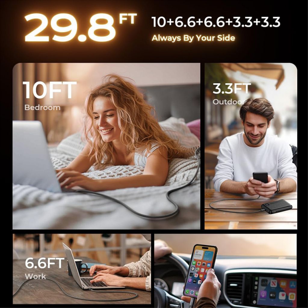 Lisen USB-C till USB-C-kabel 60W, 5-pack – Svart