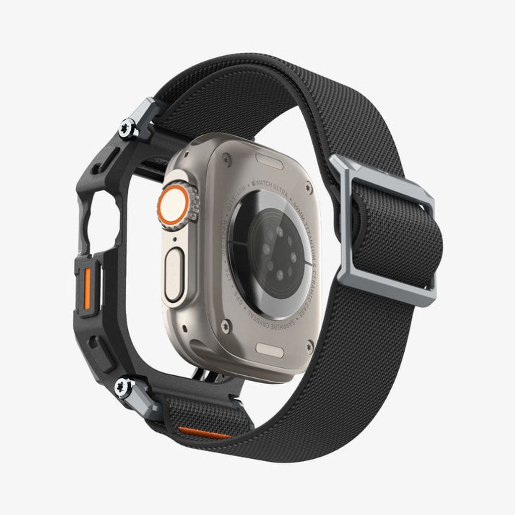 Spigen Apple Watch Ultra 4/3/2/1 49mm Kellonranneke & Kuori Lite Fit Pro näytönsuojalla  - Musta