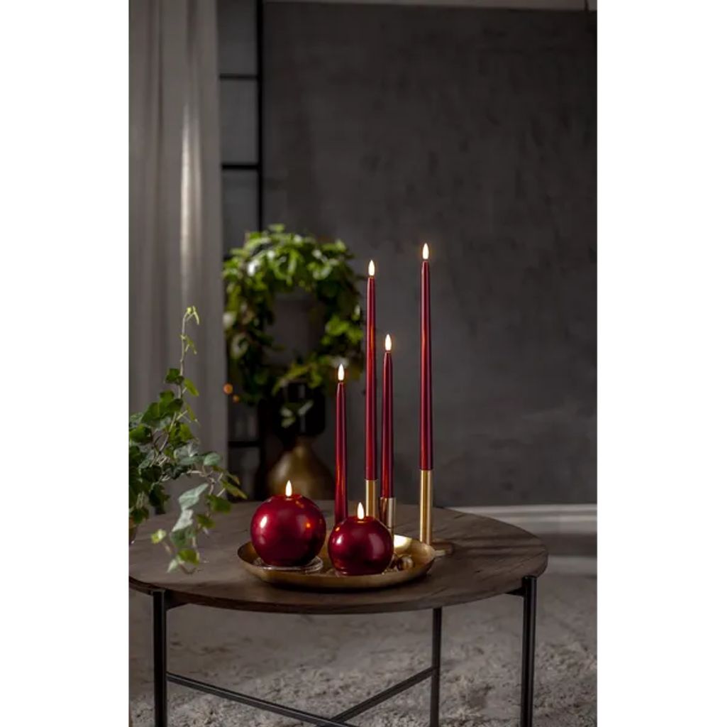 Star Trading LED-Antikkerze, 2er-Pack, Flamme Metal, 39 cm – Rot