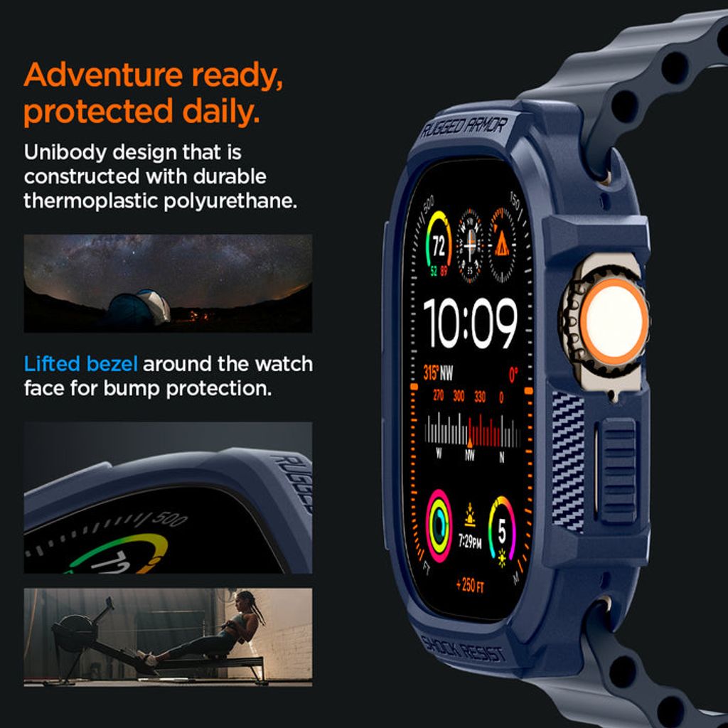 Spigen Apple Watch Ultra 4/3/2/1 49mm kuori Rugged Armor - Sininen