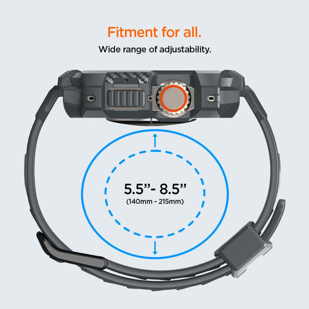 Spigen Apple Watch Ultra 4/3/2/1 49mm Kellonranneke & Kuori Rugged Armor Pro - Harmaa