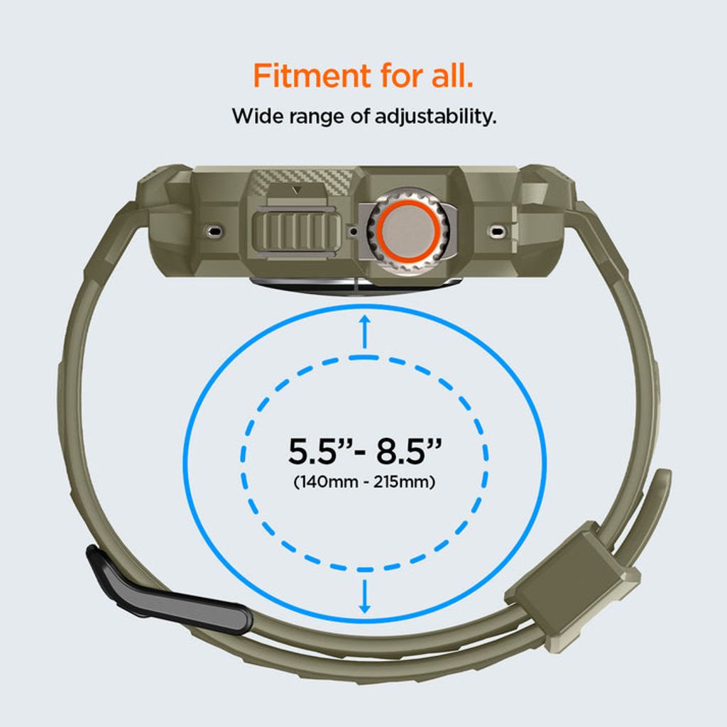 Spigen Rugged Armor Pro -kellonranneke + suojakuori Apple Watch Ultralle 4/3/2/1 (49 mm) - Vintage Khaki