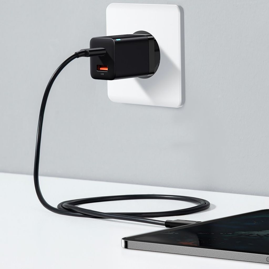 Baseus Super Si Pro hurtigoplader USB & USB-C 30W sort
