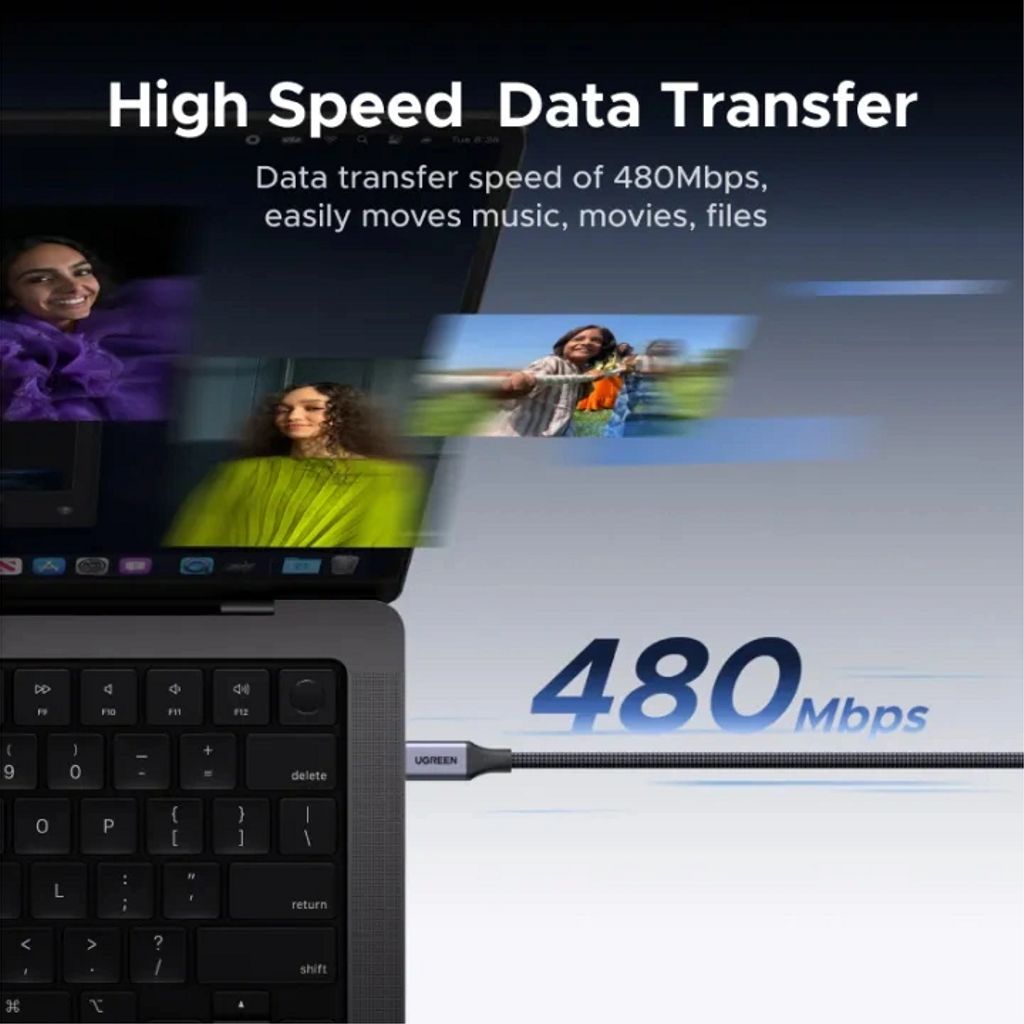 UGREEN USB-C - USB-C PD Magneettinen Pikalatauskaapeli 100W, 1m - Space Gray