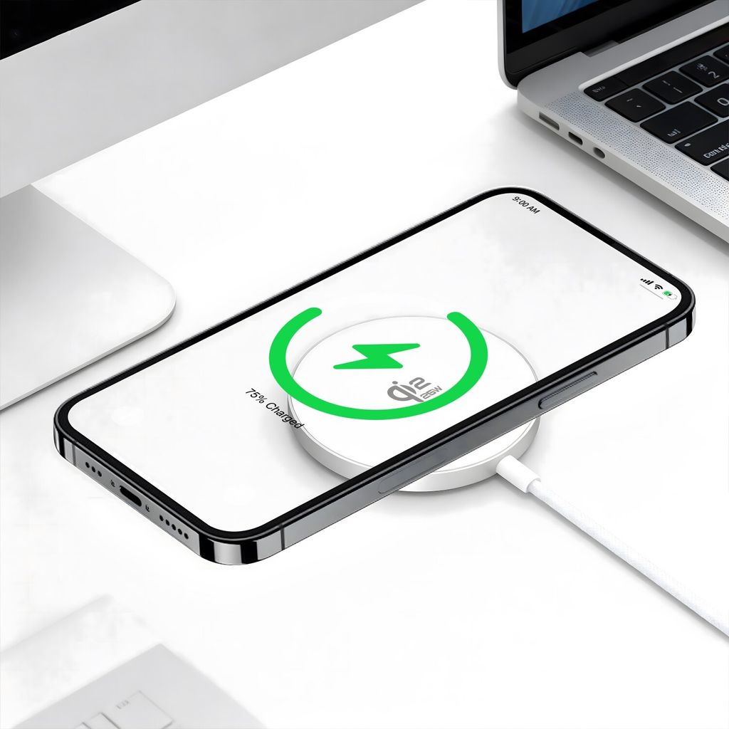 4Smarts Qi2 MagSafe trådløs lader 25W, 1,5m – Hvit