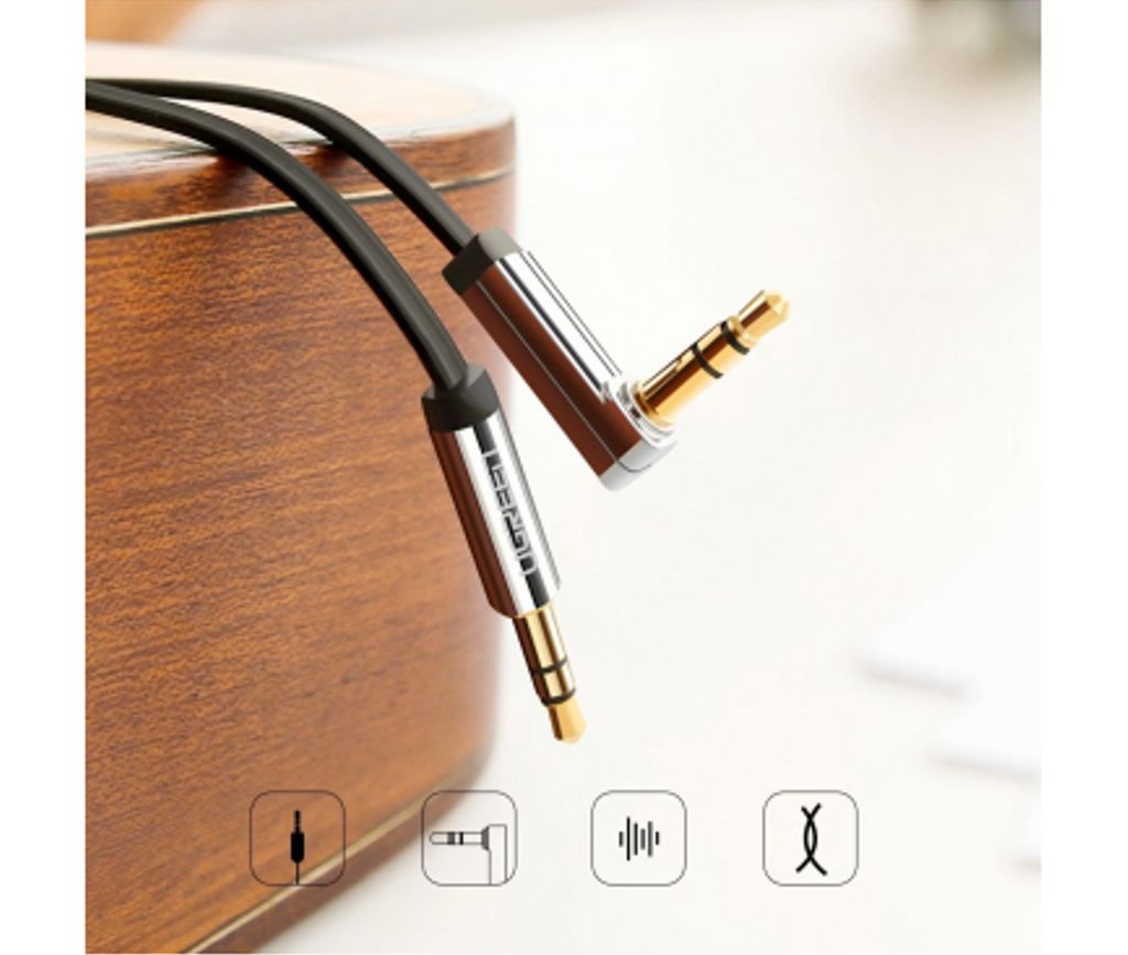 UGREEN AV119 3,5 mm til 3,5 mm lydkabel, vinklet – sort 1,5 m