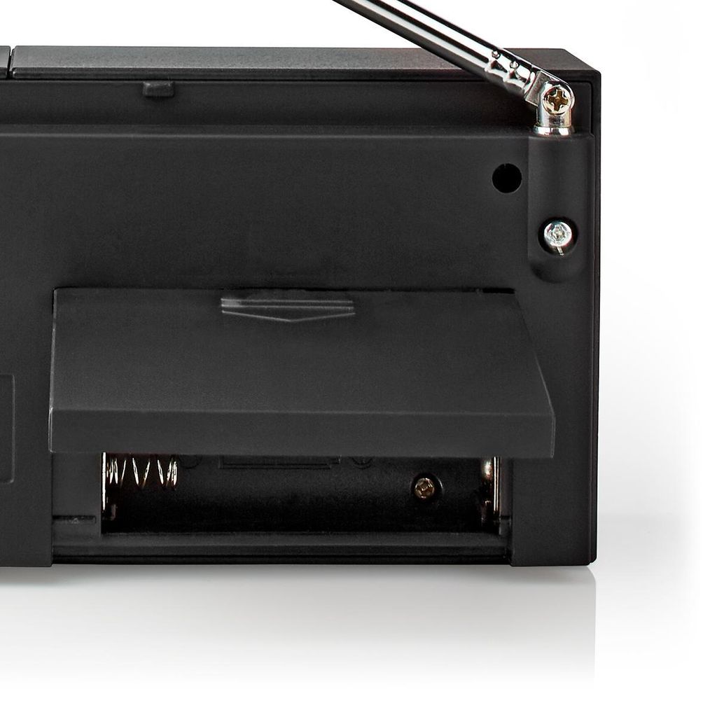 Nedis bærbar FM-radio med Bluetooth og vækkeur