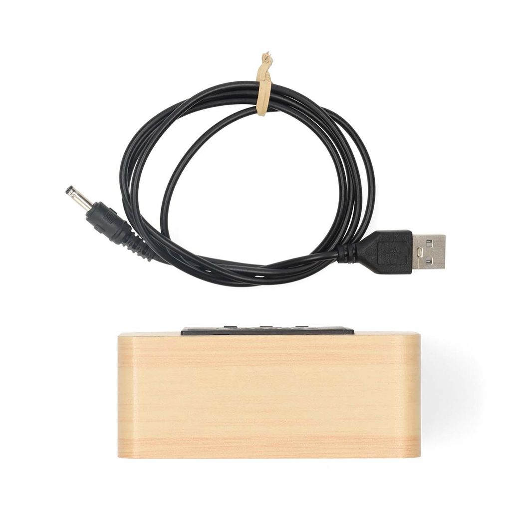 Nedis digital alarmklocka skrivbord med temperatur – trä