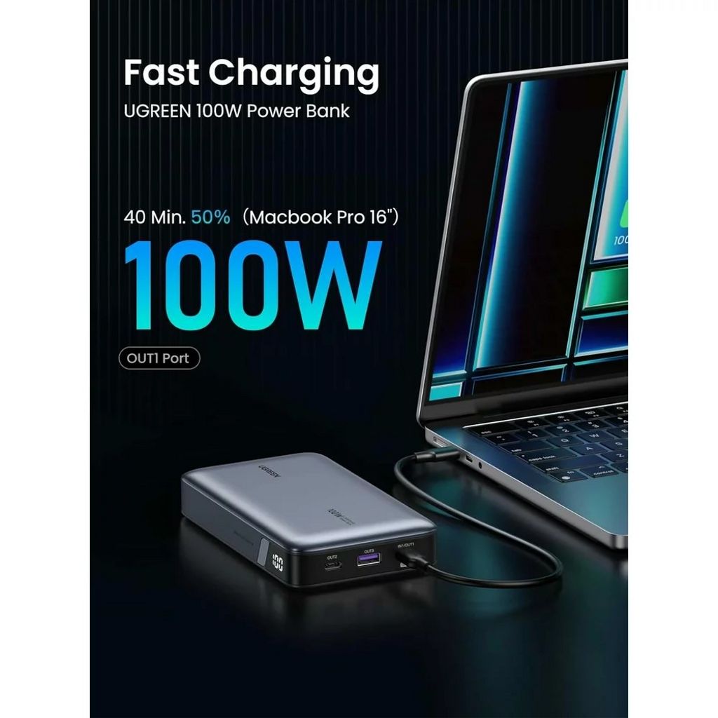 UGREEN PB720 Nexode Powerbank 20000 mAh – 100W hurtigopladning