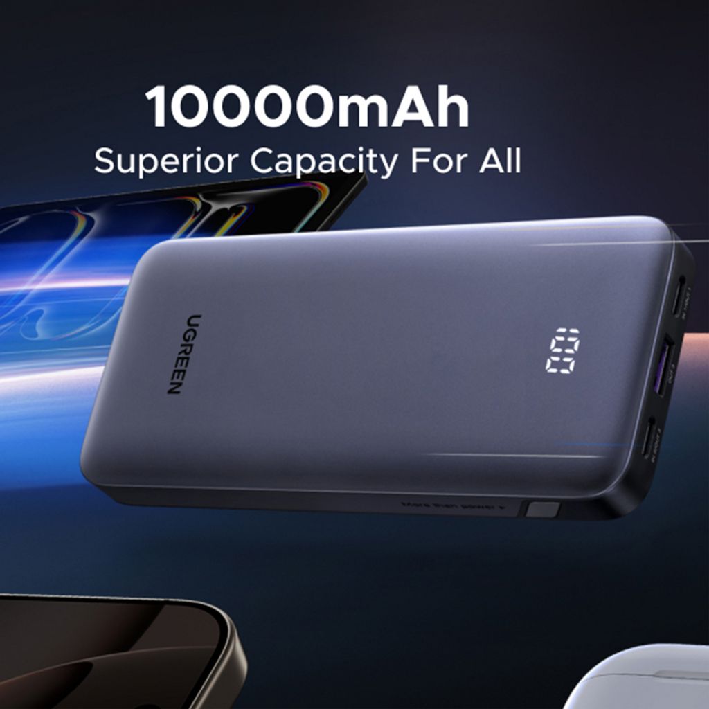 UGREEN 75131B powerbank 10000mAh, QC/PD – grå