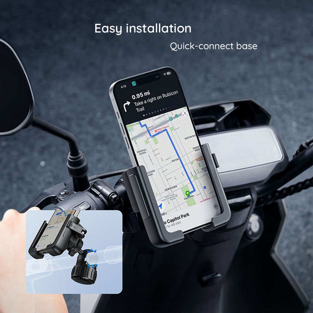 Baseus PrimeTrip Motorsykkel Telefonholder - Svart