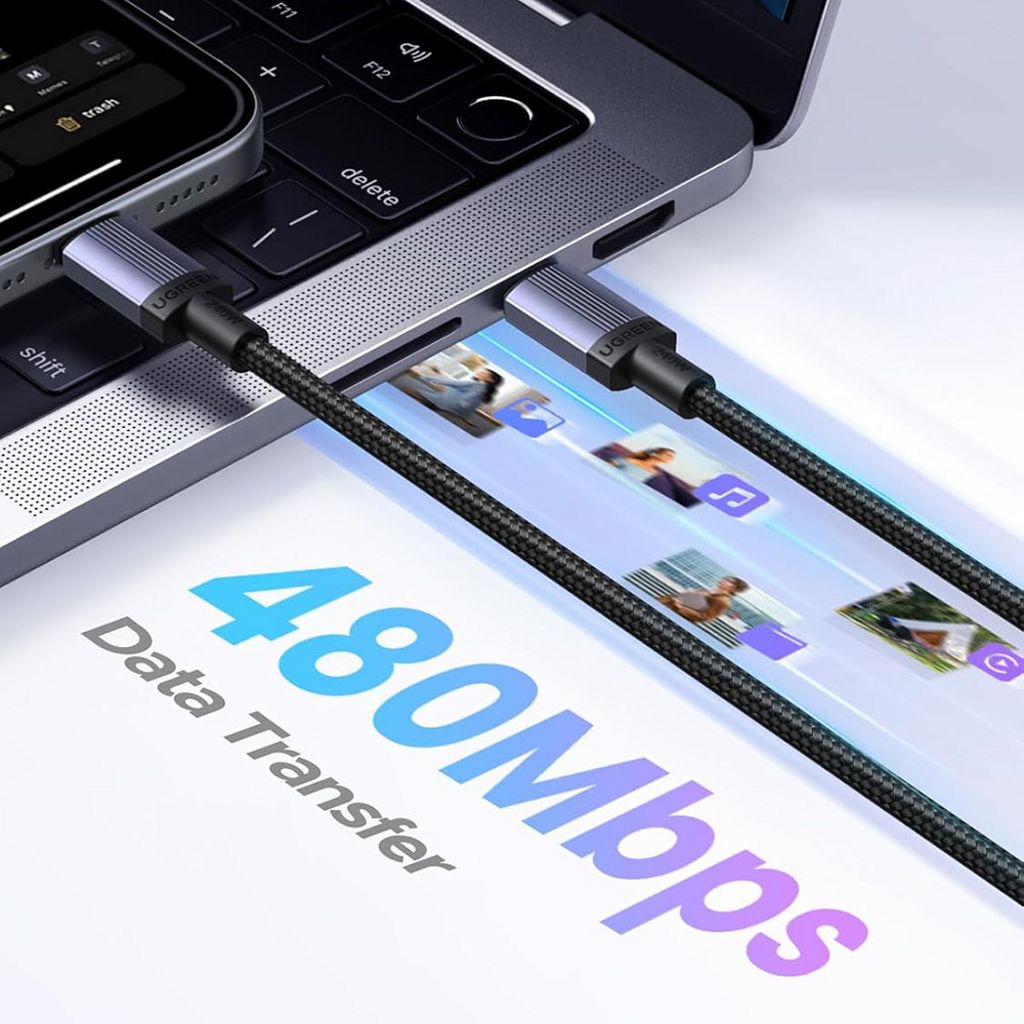 Ugreen L532 USB-C till USB-C kabel 240W, 2m – Grå