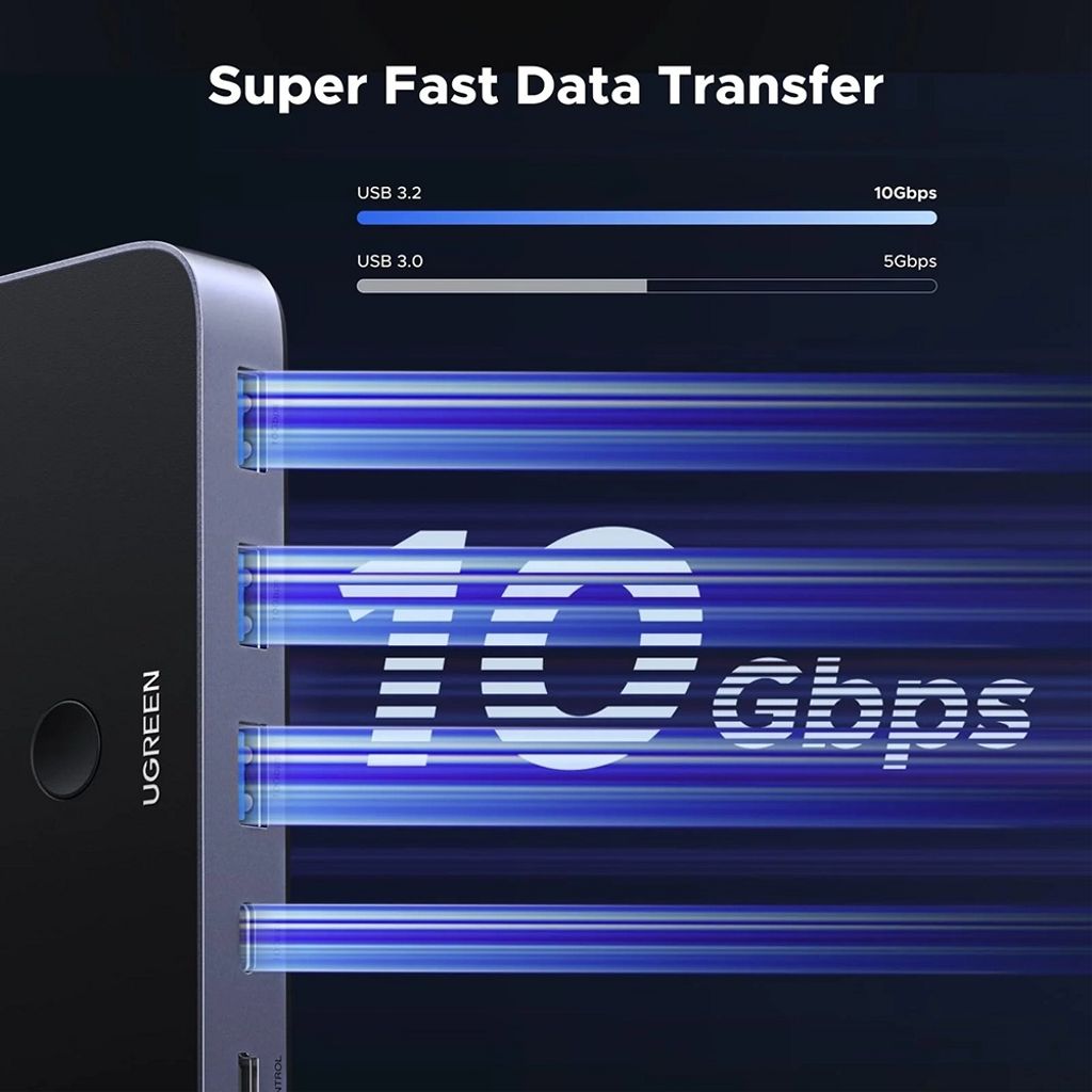 UGREEN CM691 USB-kytkin 3x USB-A 3.2 / 1x USB-C / 1x miniUSB - musta