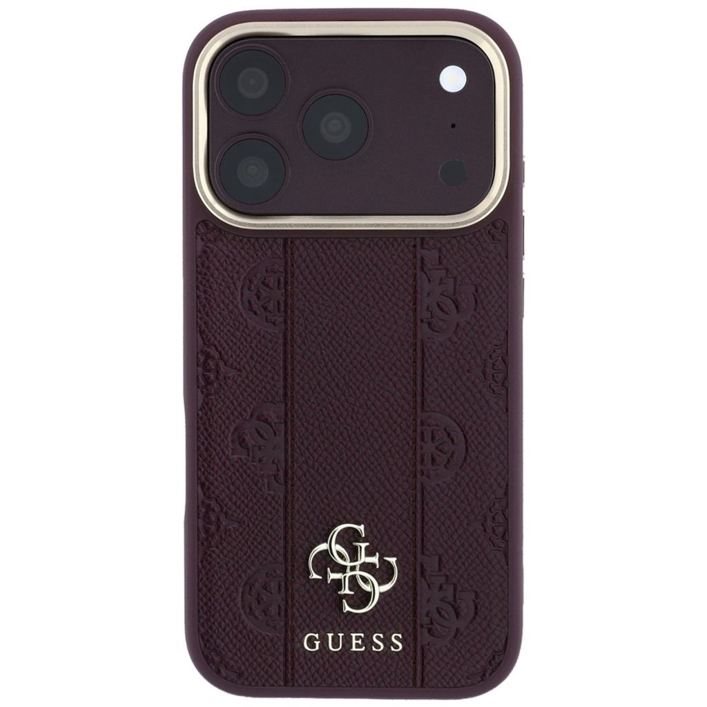 Guess Stripe Peony 4G Logo MagSafe -kuori iPhone 18 Pro Max:lle - Burgundi