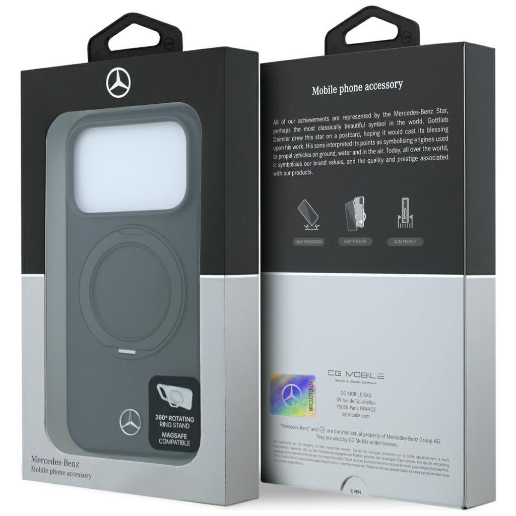 Mercedes MagSafe -kuori Rengasjalusta iPhone 18 Pro Max/17 Pro Max:lle - Musta