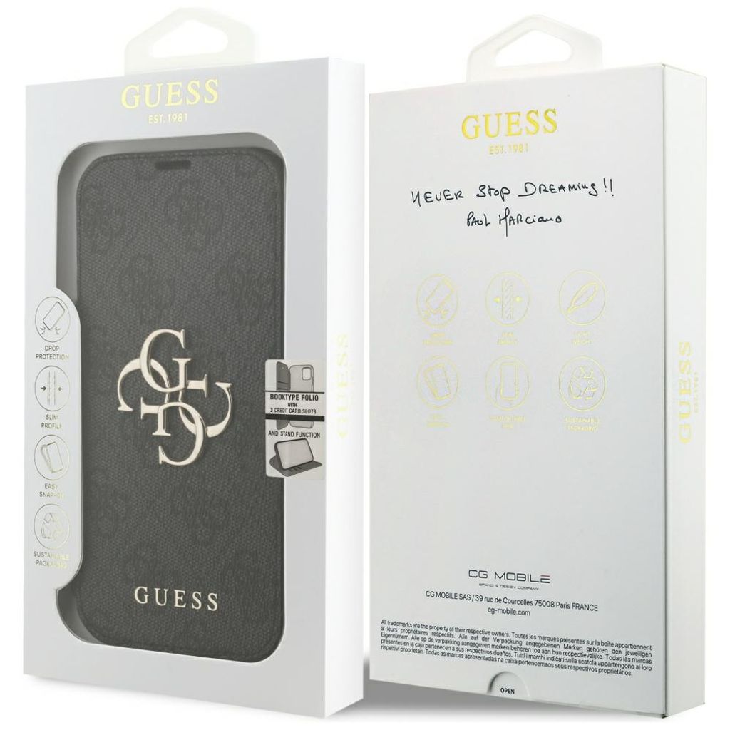 Guess 4G Metal Logo -kotelo  iPhone 18 Pro/17 Pro:lle - Musta