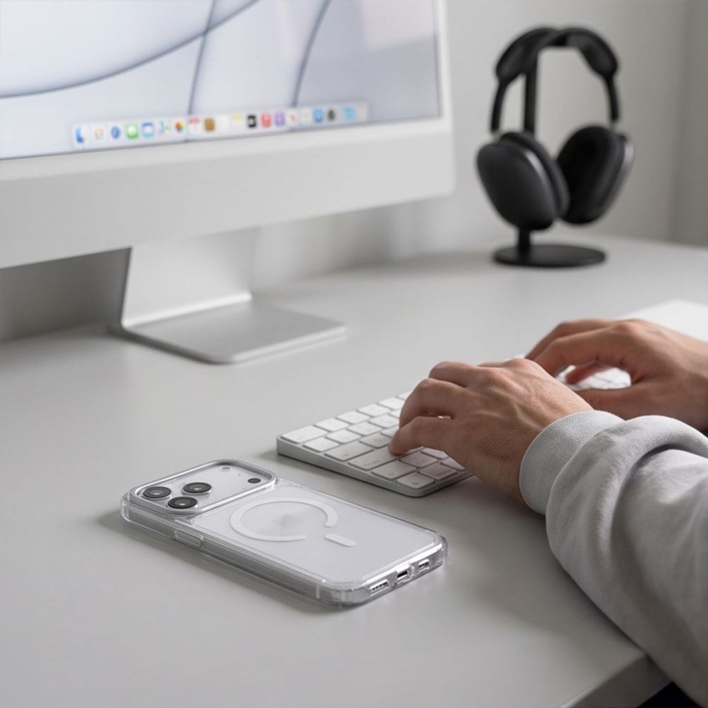 Tech-Protect MagStand CC MagSafe -kuori iPhone 18 Pro Max/17 Pro Max:lle - Läpinäkyvä