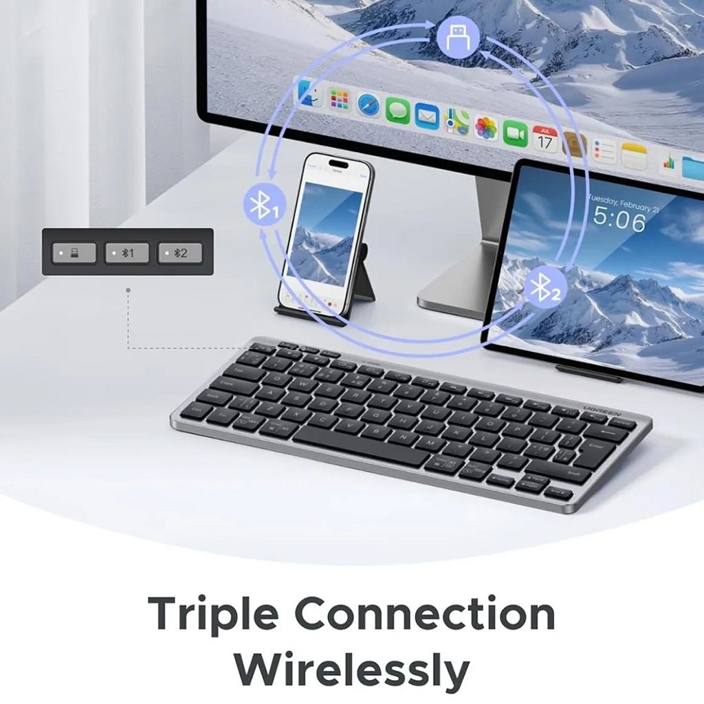 UGREEN Trådløst Tastatur Bluetooth/WiFi – Sort