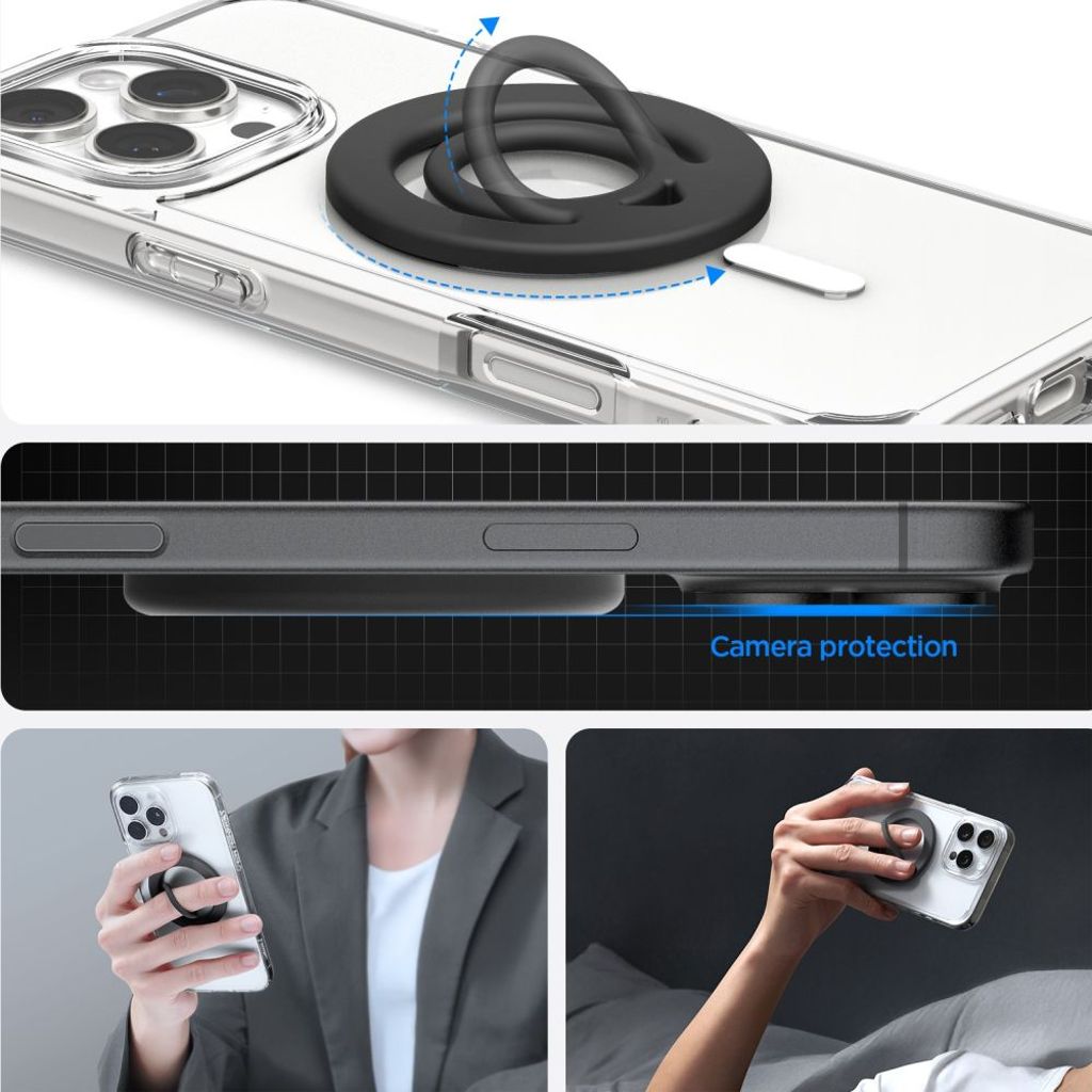Spigen Dual Pop Mag MagSafe magnetisk ringhållare telefon – svart