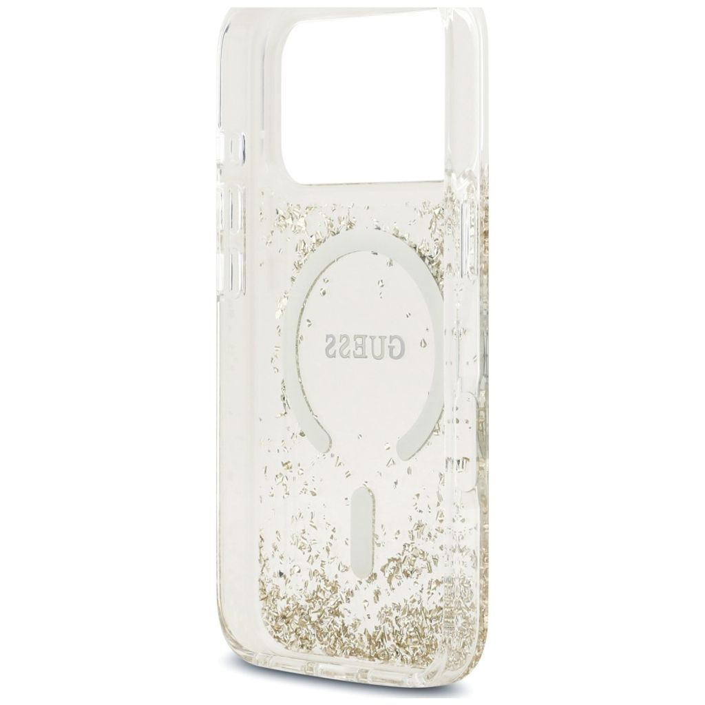 Guess Resin Glitter MagSafe -kuori iPhone 18 Pro Max:lle - Kulta