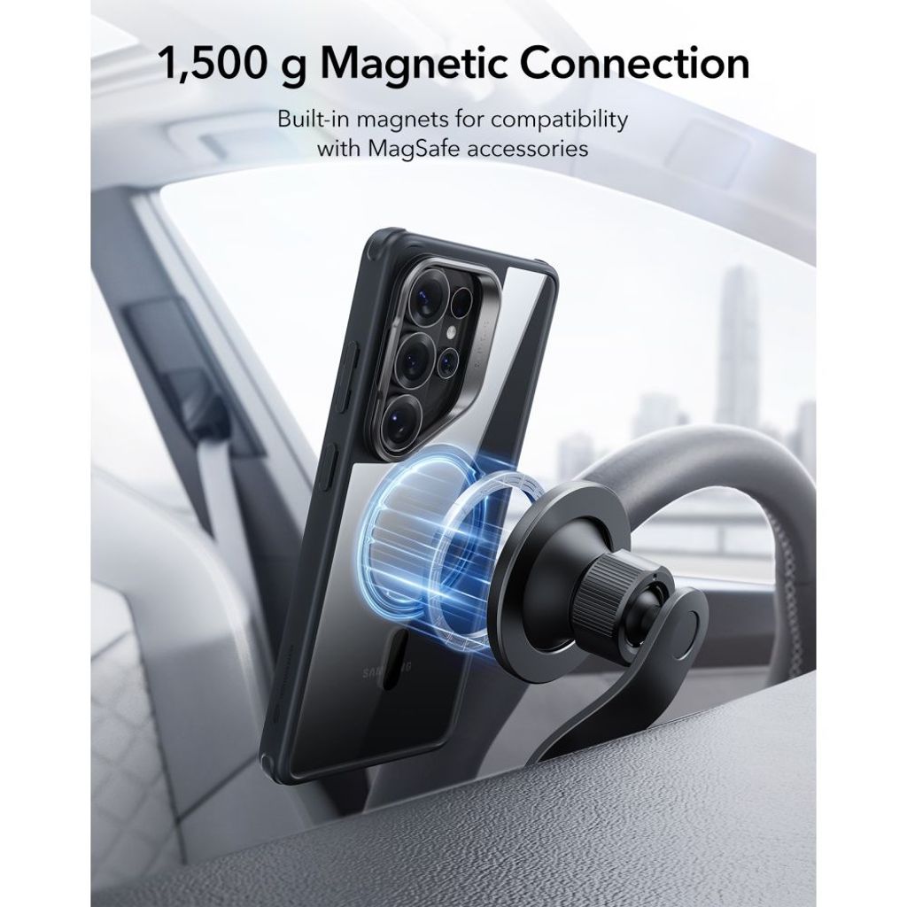 ESR Classic Hybrid Kickstand MagSafe Cover til Samsung Galaxy S26 Ultra - Gennemsigtig sort