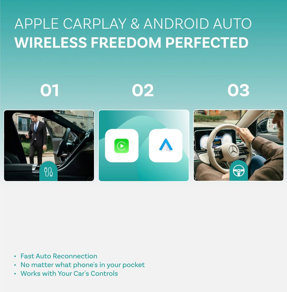 Ottocast Play2Video Ultra trådløs CarPlay/Android Auto-adapter - sort