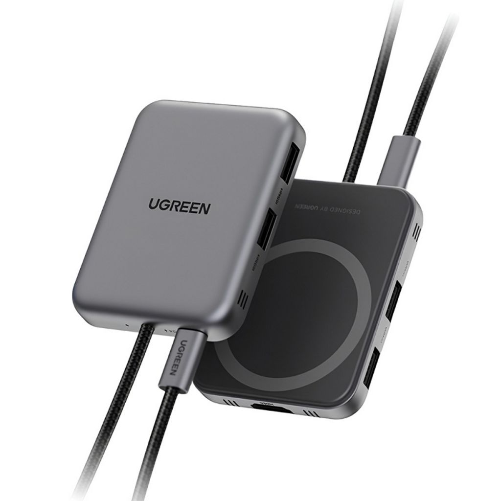 Ugreen CM896 USB-C-keskitin HDMI / USB-C / 2x USB / 1x SD / 1x TF -liitännällä - harmaa