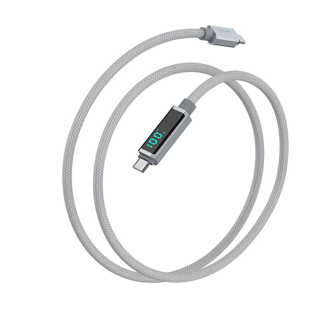 4Smarts DigitCord 100W USB-C-kabel med skjerm – grå