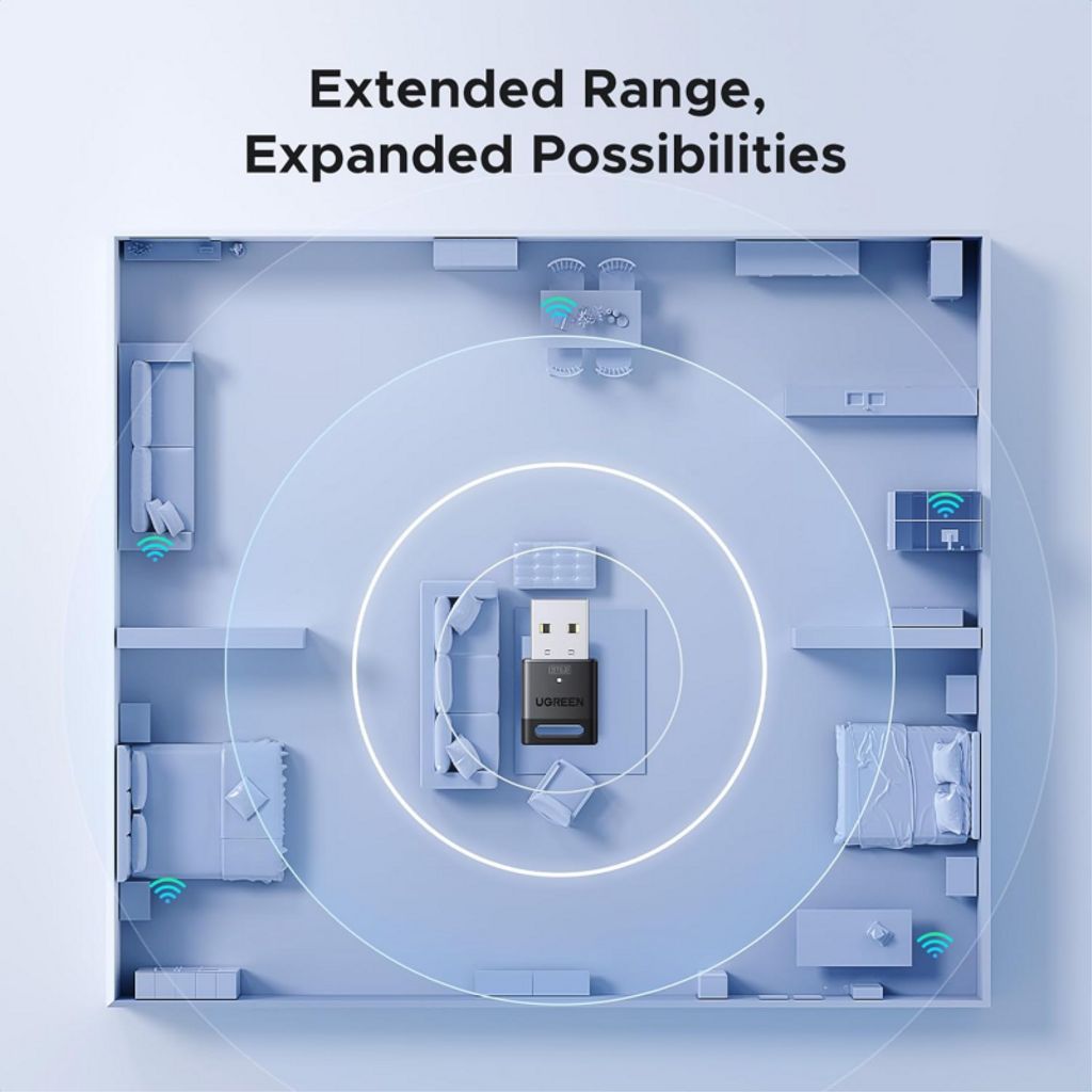 Ugreen CM748 Bluetooth-adapter - Sort